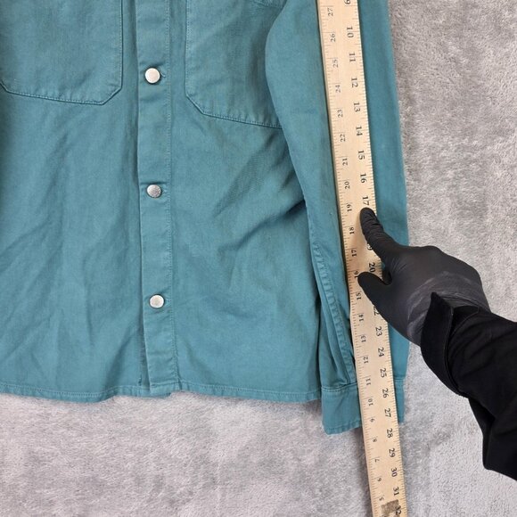 Zara Shirt Mens Medium Blue Green Button Up Long Sleeve Utility Pockets Cotton - Picture 4 of 9